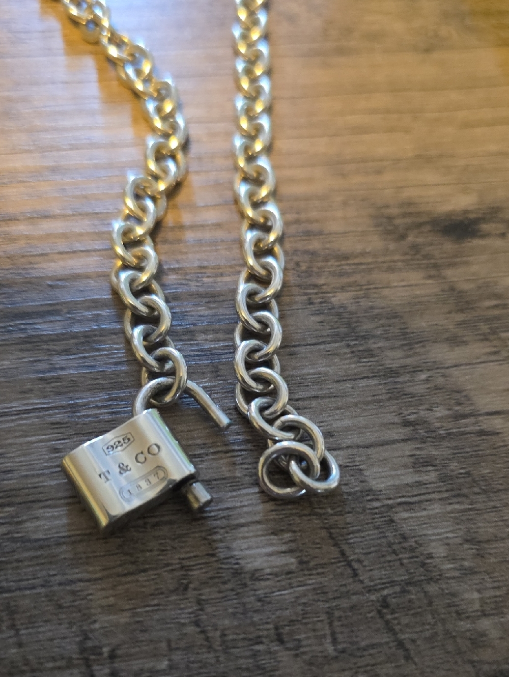 Tiffany & Co. Silver Link Necklace with Padlock Charm - Picture 5 of 5